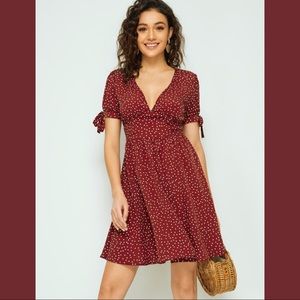 Abercrombie & Fitch Maroon Mini Polka Dot Dress